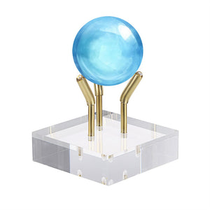 Gold Metal Arm Display Stand Easel with Acrylic Base Decorative Display Pedestal for Sphere Crystal Ball Eggs Mineral Geodes Rock Fossils Seashell