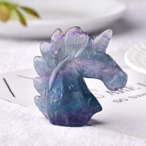 1PC Natural Crystal Fluorite Unicorn Reikit Quartz  Healing Stone Home Decoration Fengshui Meditation Stone Collection DIY Gift