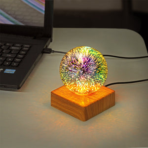 1pc LED 3D Fireworks Night Light, Glowing Led Gift Firework Lamp Small Globe Base Adornment Decorative Kids Children Indoor