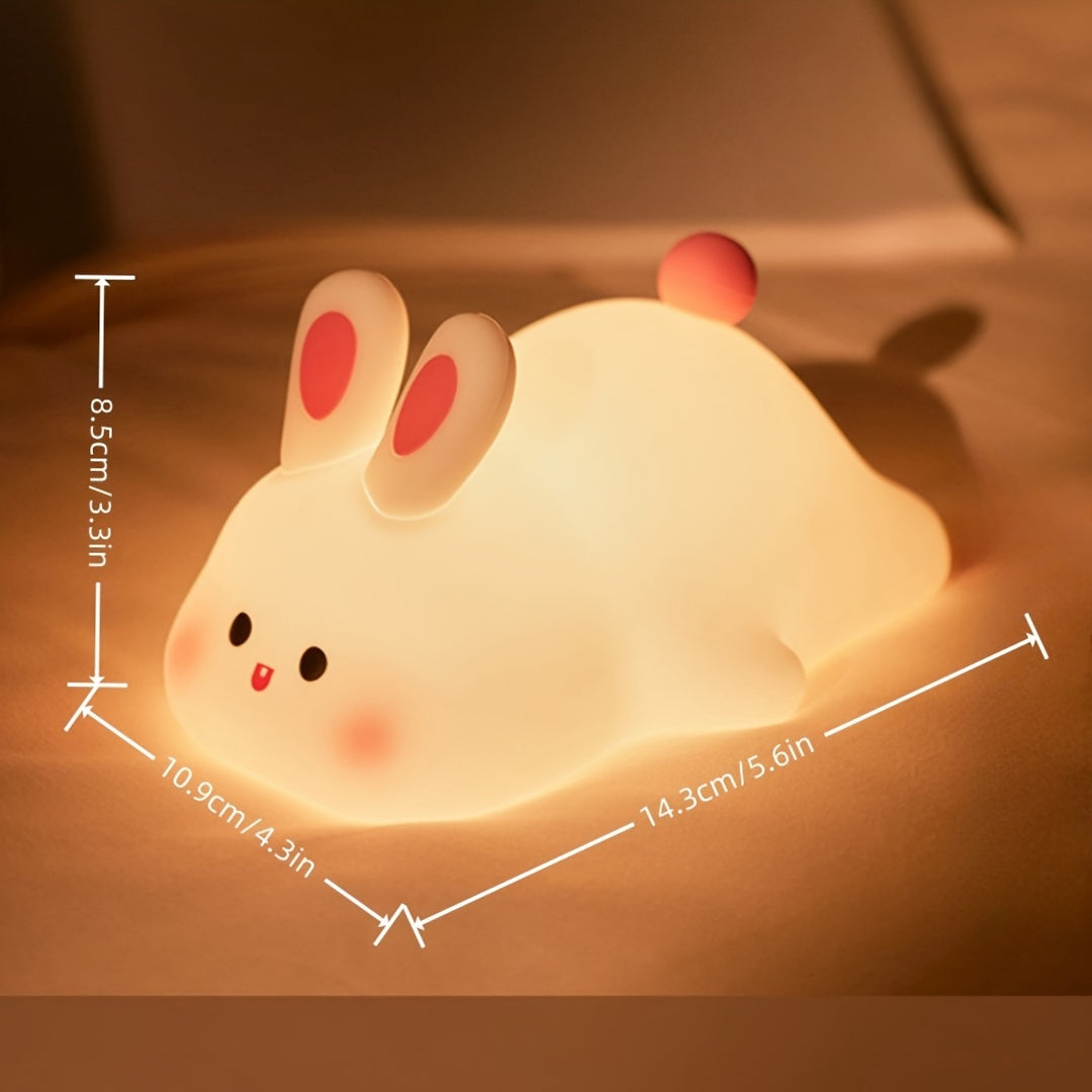 1pc Big Face Rabbit Silicone Night Light Smart Rabbit Patting Light USB Rechargeable Room Desktop Decoration Atmosphere Light with Three Levels of Brightness, Soft Light, 30 Minute Sleep Companion, Timed Automatic Light Off, Classmates and Friends, Christ