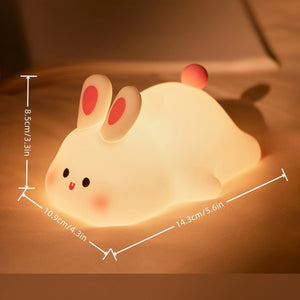 1pc Big Face Rabbit Silicone Night Light Smart Rabbit Patting Light USB Rechargeable Room Desktop Decoration Atmosphere Light with Three Levels of Brightness, Soft Light, 30 Minute Sleep Companion, Timed Automatic Light Off, Classmates and Friends, Christ