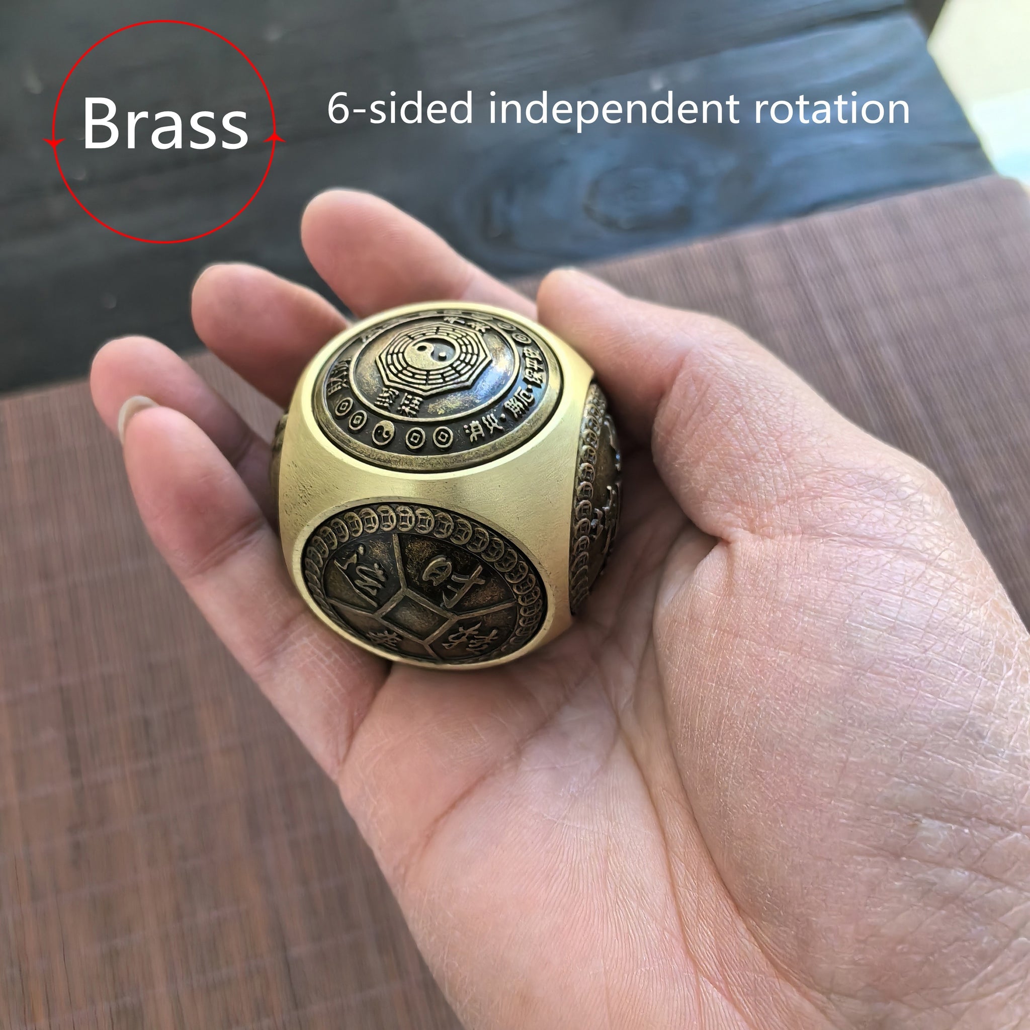 Ultimate Stress-Reliever: 6-Sided Brass Fidget Spinner for Enhanced Focus, Good Luck & Positive Energy - Ideal Adult Gift