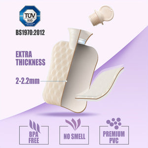 1pc BYXAS Hot Water Bottle, 2L Hot Water Bag For Neck And Shoulder, Hand Feet Warmer, Blue, Purple, White