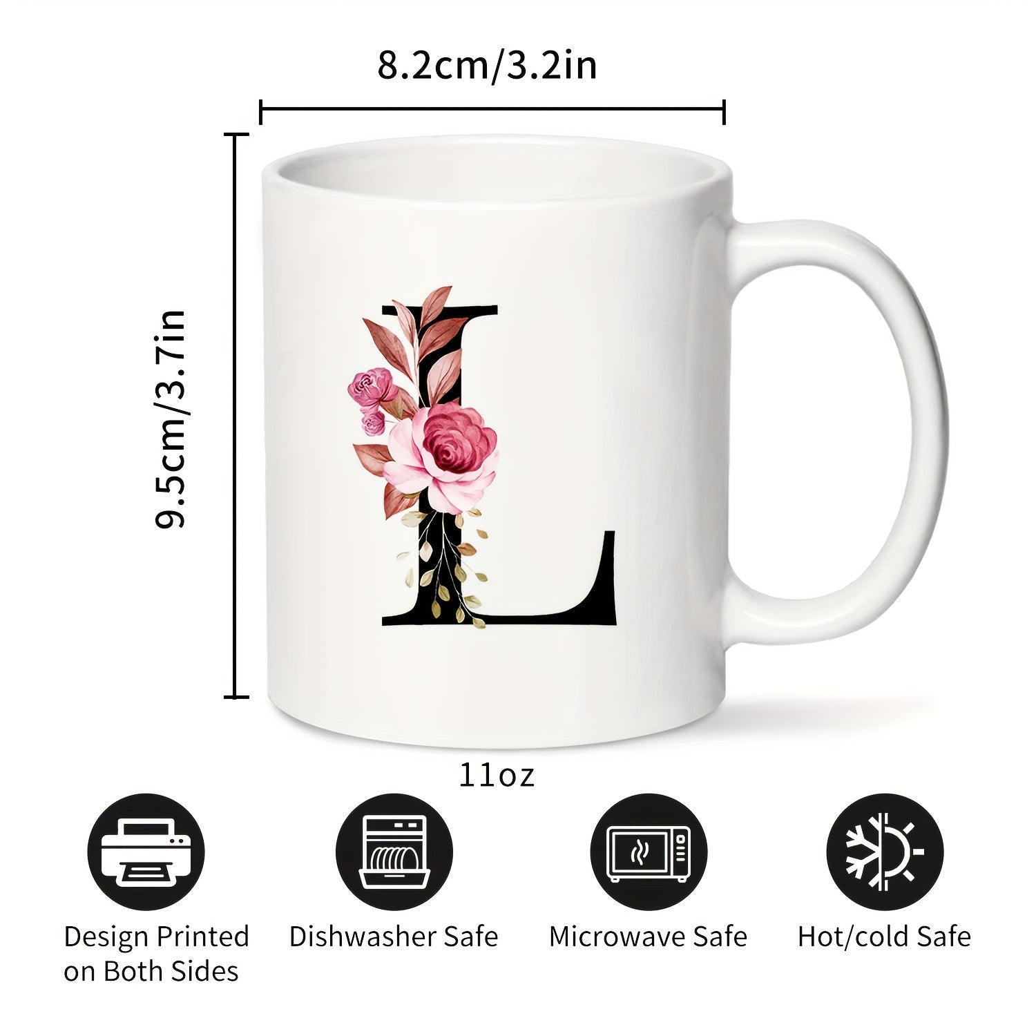 1pc, Letter Flower A-Z Coffee Mug For Office And Home, Alphabet Ceramic Coffee Mug, Birthday Gifts For Women, Mom, Best Friend, Bride, Bride