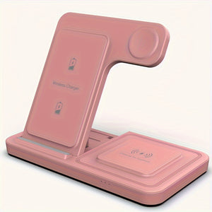 Foldable 3 In 1 Fast Charging Station, 15W Wireless Charger Stand For IPhone 15, 14, 13, 12, 11/Pro/Max/Mini/Plus, X, XR, XS/Max, SE, 8/Plus, Suitable For IWatch 1-9, Suitable For Airpods 3/2/Pro