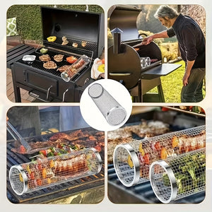 1pc, Stainless Steel BBQ Cage, Grill Cage, Perfect For Outdoor Grilling, Camping, Grill Accessories Tool Gifts For Men Dad Boyfriend, Father