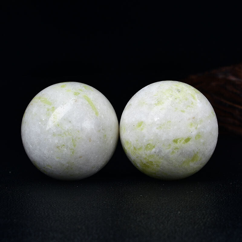 Green Jade Sphere Healing Crystal Ball Clear White Quartz Meditation Decor Stone