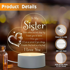 1pc 3D Creative Lamp, Sister Gifts To My Sister Night Light, Sisters Gifts From Sister Brother, Birthday Gifts For Sister, Graduation Christmas Night Lamp Present