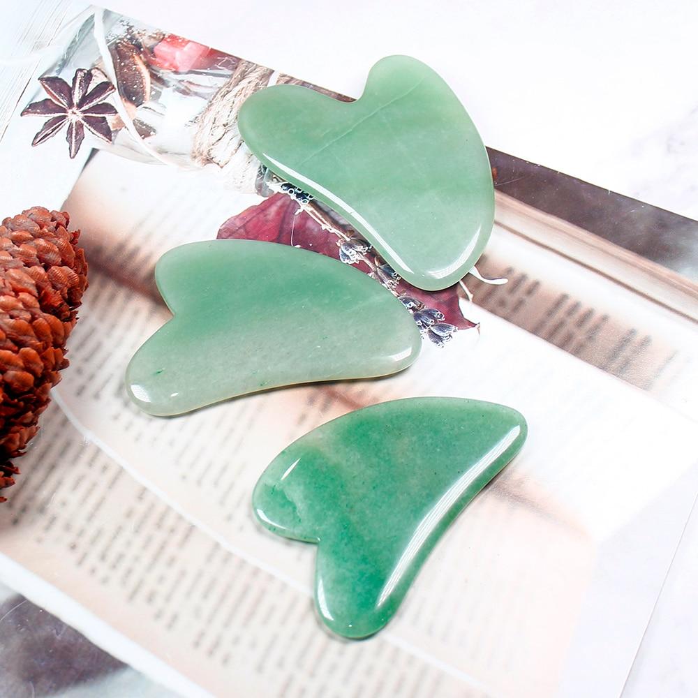 Natural Aventurine Quartz Gua Sha Board Green Jade Stone Body Facial Eye Scraping Plate Acupuncture Massage Relaxation Health