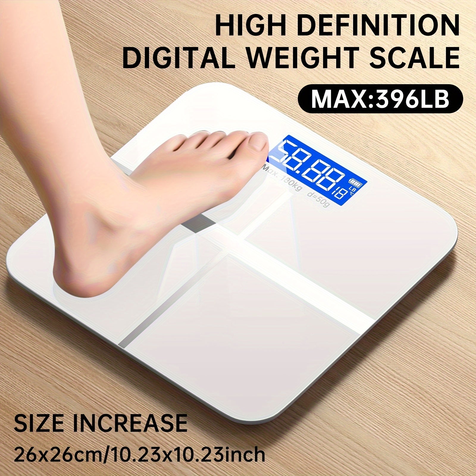 Weight Scale Electronic Scale, 396 Pound Digital Bathroom Scale, High-precision Weight Scale With LED High-definition Display Screen And Tem