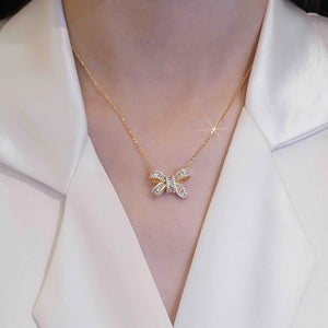 1 Elegant Stainless Steel Synthetic Zirconia Butterfly Necklace Suitable for Banquet Wear and Gifts