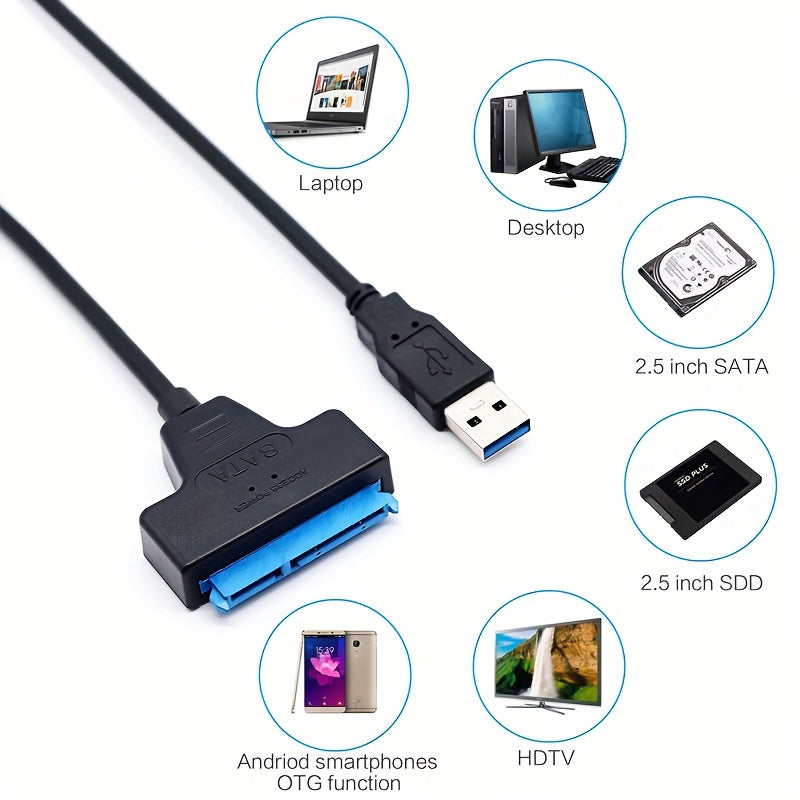 SATA To USB Cable, USB 3.0 To SATA III Hard Driver Adapter Compatible For 2.5 Inch HDD And SSD