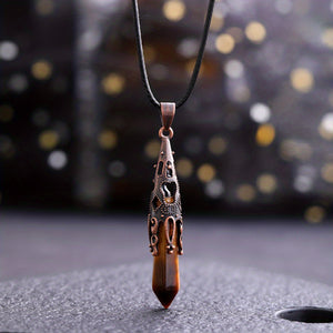 Enhance Your Style With Natural Crystal Stone Necklace Gem Pendant - Energy Therapy And Divination Pendant For Women And Girls (Bronze)