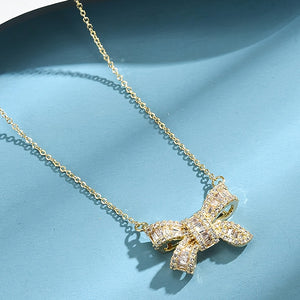1 Elegant Stainless Steel Synthetic Zirconia Butterfly Necklace Suitable for Banquet Wear and Gifts
