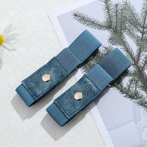 2pcs/set No Buckle Elastic Belt For Women Men Unisex Stretch Belt For Pants Jeans Casual Buckle Free Adjustable Invisible Belt