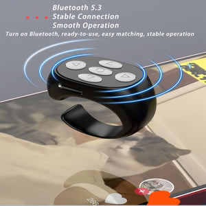 1pc 2-in-1 Wireless Remote Control Ring, USB Rechargeable Lithium Polymer Battery, Compatible with Smartphones and TVs