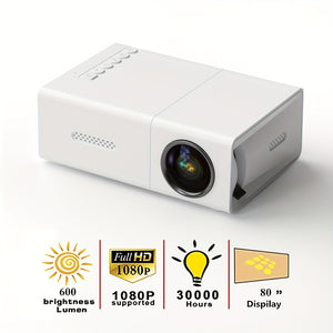 1pc Mini Portable Projector, Q1 White, Upgrade Your Movie, TV & Gaming Experience With HD Compatible With IOS/Android/Windows/HDTV/USB,etc.