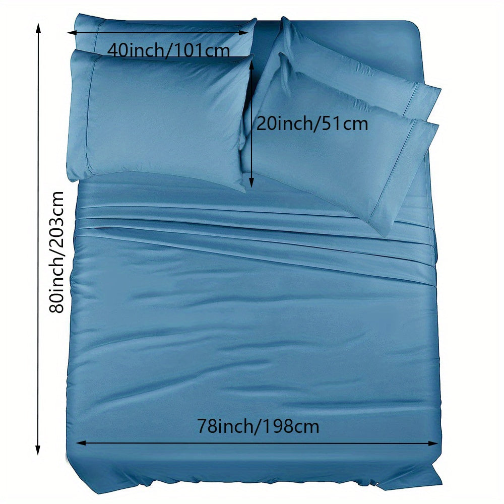 4/6pcs Luxury Cool Fitted Sheet Set, Wrinkle, Fade, Mattress Cover with Deep Pocket, Soft Comfortable Breathable Bedding Set, for Bedroom Hotel (1*Flat Sheet + 1* Fitted Sheet + 2/4*Pillowcases, Without Core)