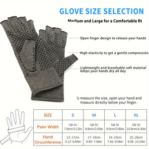 RooRuns 2 Pairs Half Finger Pressure Gloves With Anti-slip Dot, Grey