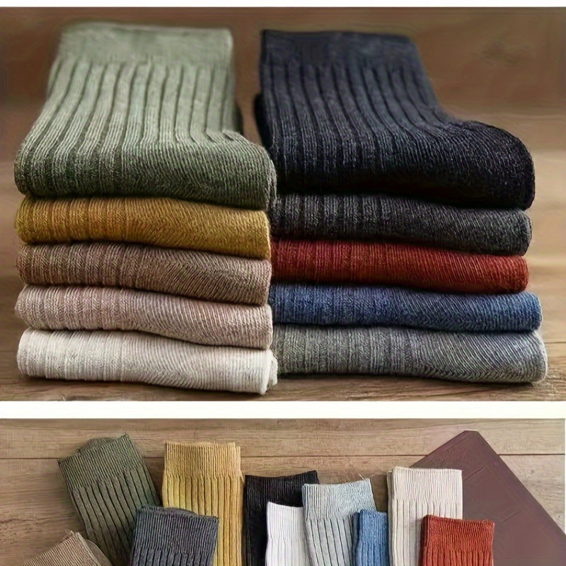 10 Pairs of Soft & Comfortable Simple Solid Tube Socks - All-Matching Ladies Stockings with Gentle Fabric for Casual Attire