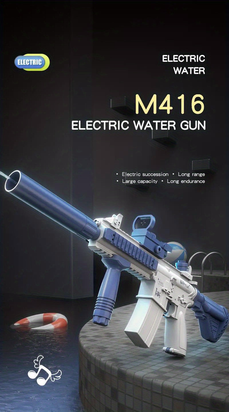 M416 Electric Water Gun - Powerful Water Soaker With External Water Bottle Connection - Up To 20 FT Long Range Automatic Toy For Kids & Adul