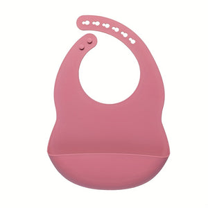 1pc Baby Soft Bib, Simple Plain Color Blank Pattern Adjustable Size Silicone Bib For 1 Year Old + ,Christmas, Halloween, Thanksgiving Day Gi
