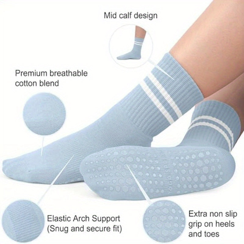 4 Pairs of Pilates Socks, Professional Anti Slip Socks, Five Finger Socks, Mid Tube Yoga Socks, Anti Slip Sports, Solid Color Floor Socks, Yoga Socks