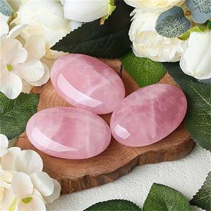 Natural Rose Quartz Crystal Treatment Crystal Gem Rose Quartz Crystal Decoration ENergy Balance Therapy Polishing Stone Palm Stone Mediation GIft