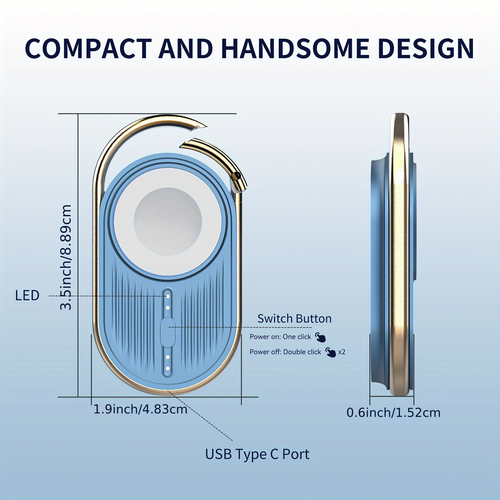 2Pcs Portable Charger For Apple Watch - 1100mAh Magnetic Wireless Power Bank, Watch Charger For IWatch 9/8/7/6/5/4/3/2/SE/Ultra, Travel Keychain Accessory Charger - Blue+Blue
