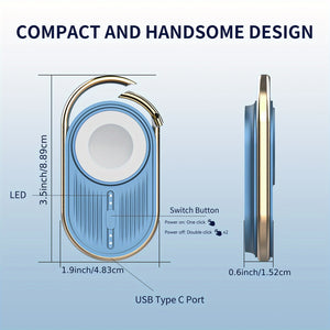 2Pcs Portable Charger For Apple Watch - 1100mAh Magnetic Wireless Power Bank, Watch Charger For IWatch 9/8/7/6/5/4/3/2/SE/Ultra, Travel Keychain Accessory Charger - Blue+Blue