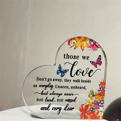 1pack, Sympathy Gifts, Memorial Bereavement Gifts, Acrylic Heart Condolence Gifts, Loss Of Loved One, Loss Of Father, Loss Of Mother Remembrance Gifts (Butterfly Style, 4 X 4 X 0.4 Inch)