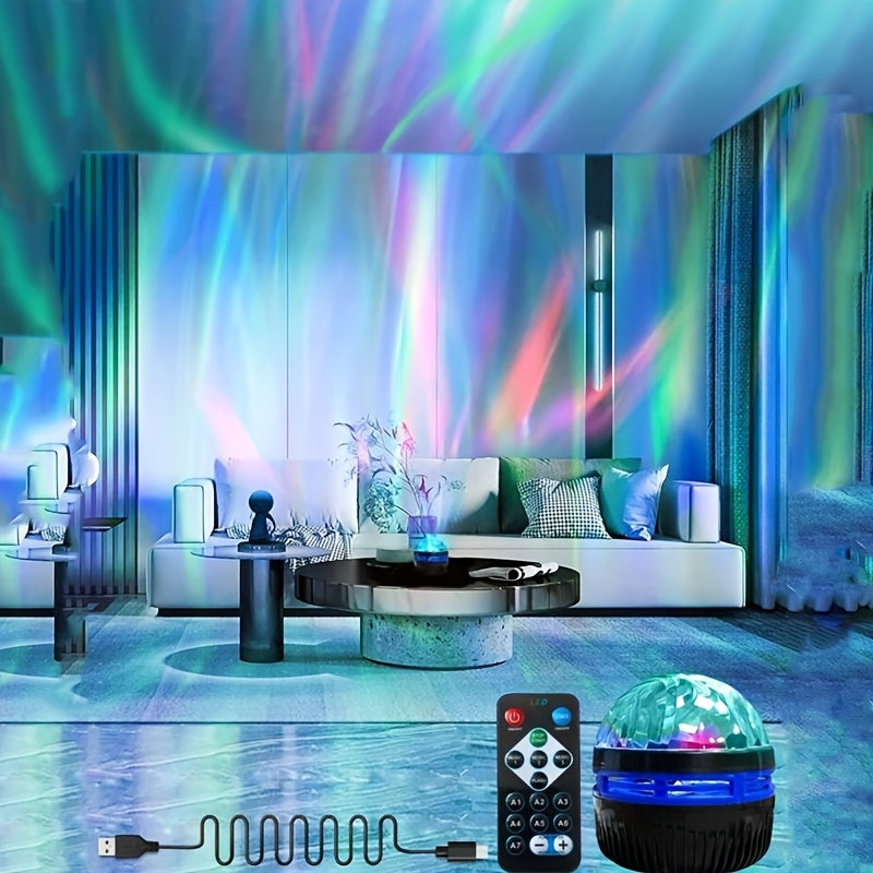 1pc Starry Projector Light With 7 Color Patterns & Remote Control, LED Mini Star Light, Multifunctional Polar Projector Night Light For Bedr