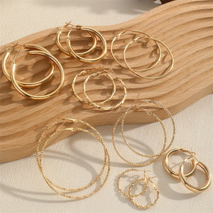 8 Pairs Set Of Hoop Earrings Alloy Jewelry Elegant Simple Style For Women Girls Daily Wear Delicate Set Gifts