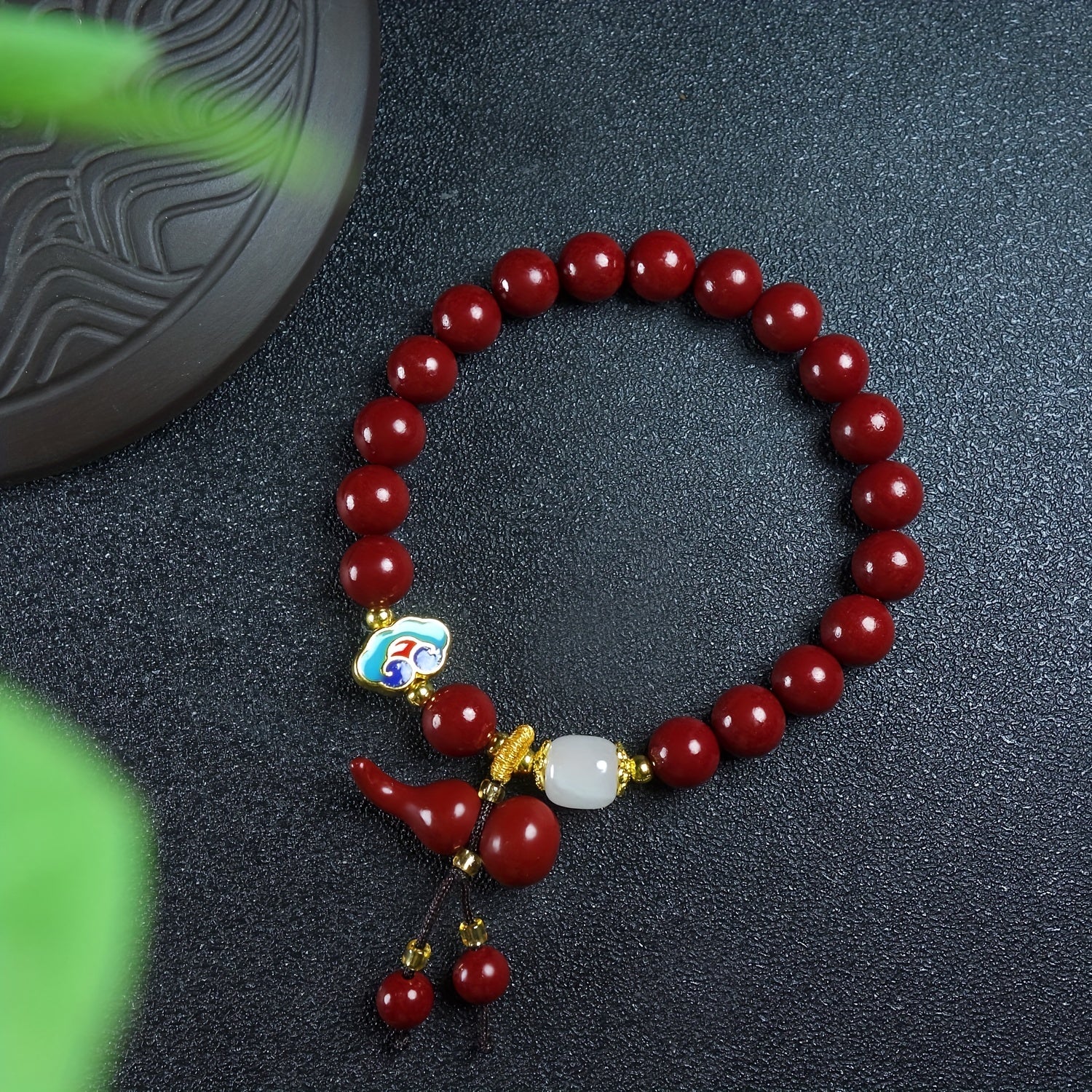 1pc 2023 New Explosive Boutique Vermilion Bracelet Peace Lock And Good Luck Gourd Pendant Matching Bracelet, Send Friends, Family Gifts