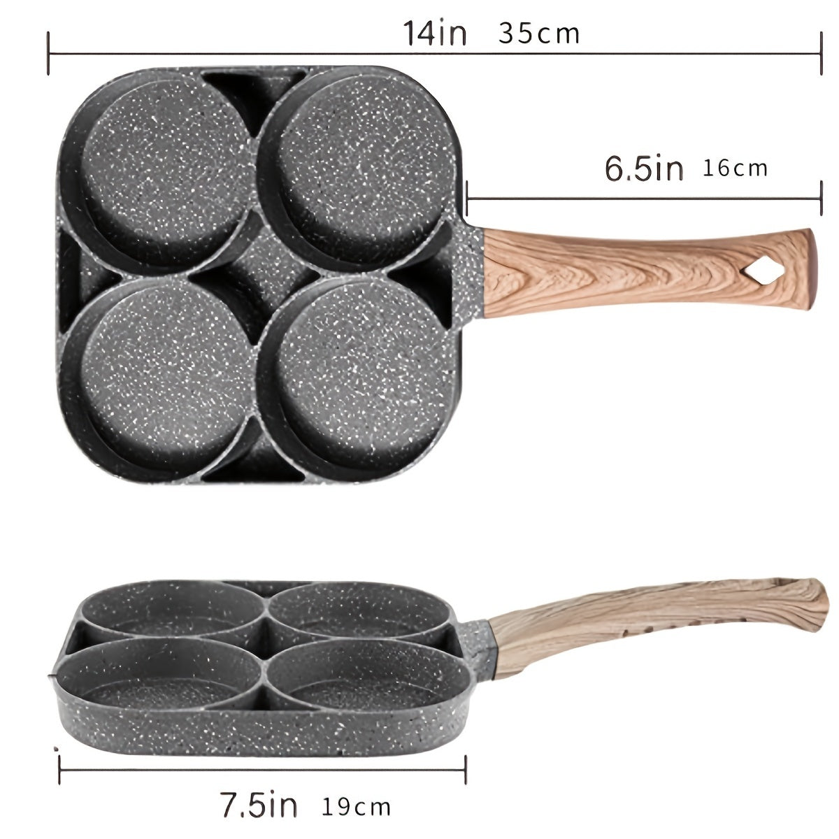 1pc Egg & Hamburger Frying Pan, Non-Stick Egg Pancake Maker With Wooden Handle For Induction Cooker And Gas Stove - Perfect For Eggs, Burger