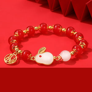 Handmade Chinese Style Bracelet For New Year Health And Protection Charm Lucky Rabbit Bracelets Easter Gift Easter Bunny