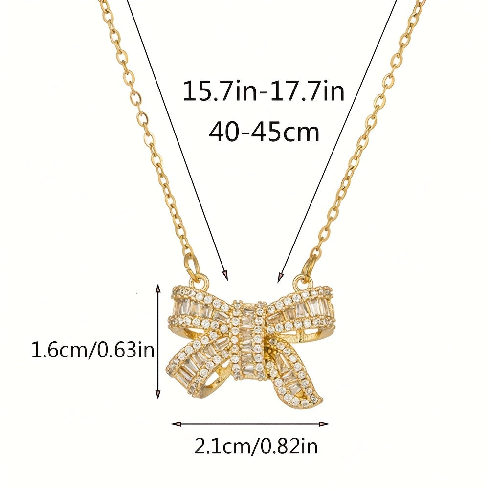 1 Elegant Stainless Steel Synthetic Zirconia Butterfly Necklace Suitable for Banquet Wear and Gifts