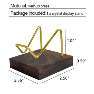 A.B Crew Adjustable Brass Crystal Display Stand with Wooden Base Rock Display Holder Mineral Display Easel Metal Display Frame for Geodes Fossils Stones Spheres Agate