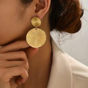 Golden Lollipop Pattern Round Dangle Earrings Elegant Simple Style Zinc Alloy 18K Gold Plated Jewelry Trendy Female Gift