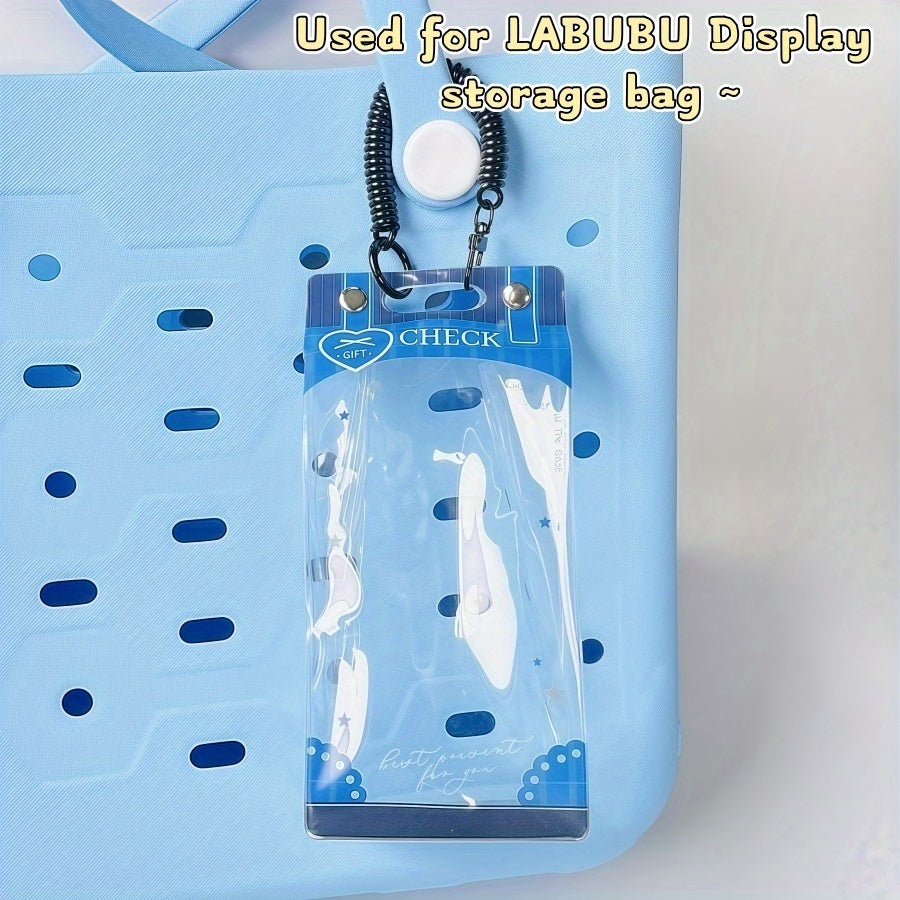 1pc LABUBU Transparent Dust-Proof Protective Storage Bag with Spring Keychain - High-Quality Clear Plastic Display Case for LABUBU, CRYBABY & Winter Rhapsody Plush Toys - Collectible Gift for Toy Enthusiasts, Toy Storage Box, Collectible Showcase, Visible