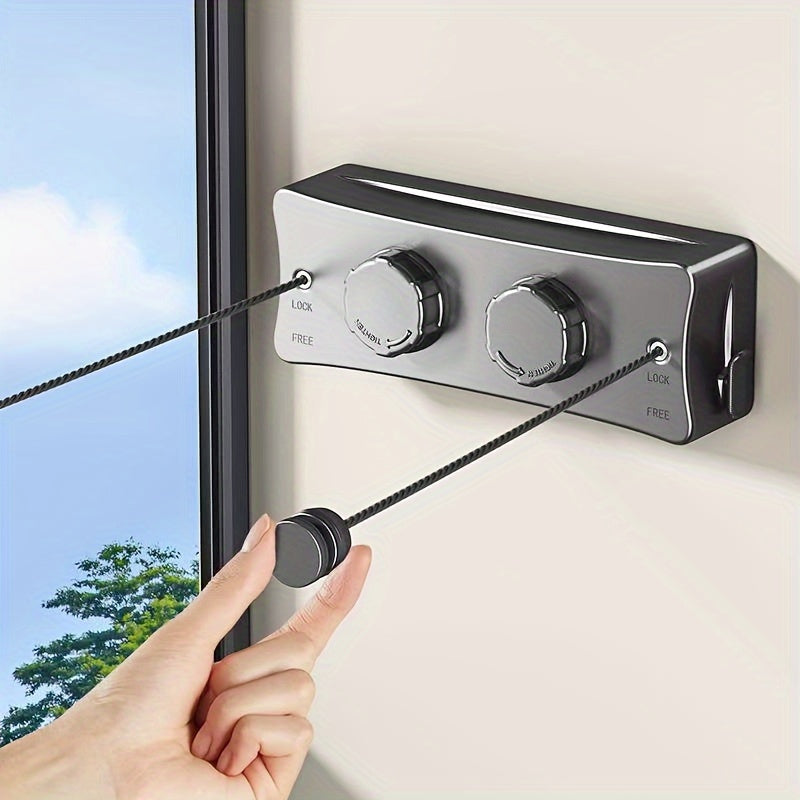 [Popular Choice] Adjustable 5.1m Stainless Steel Retractable Double Line Clothesline - Durable Indoor Invisible Roll-Up Drying Rope with Ant