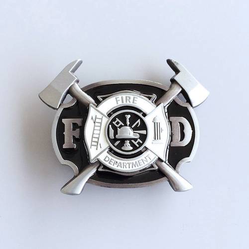 Western Men‘s Zinc alloy Leather Belt Buckle Firefighter FD Cross shape Pattern US Local Shipping