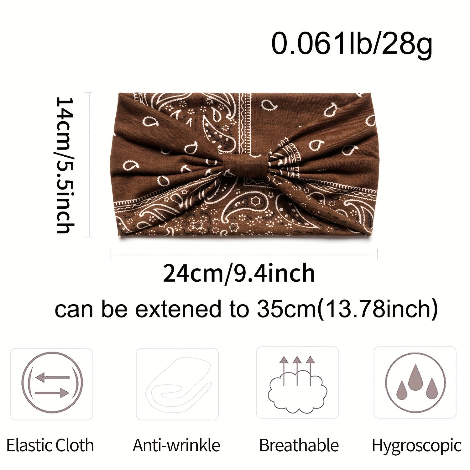 Chic Boho Paisley Headband for Active Women - Durable, Stretchy Turban for Fashion & Sweat Control