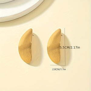 Golden / Silvery Oval Shape Stud Earrings Elegant Simple Style Zinc Alloy Jewelry Trendy Gift For Women Girls