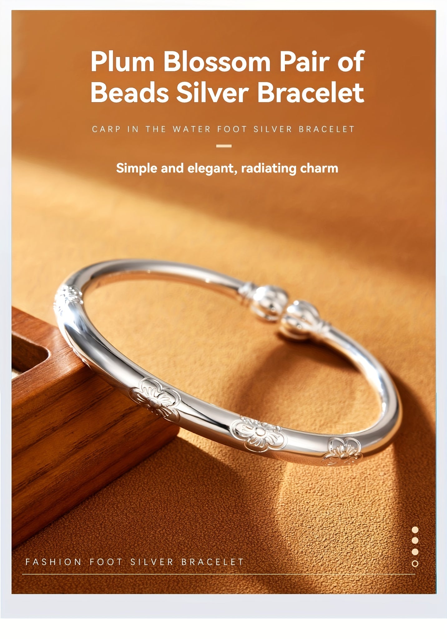 Simple Tribal Style S999 Sterling Silver Bracelet, Unplated - 999 Pure Silver Jewelry, Suitable for Women's Daily Wear & Gift Giving, Ideal