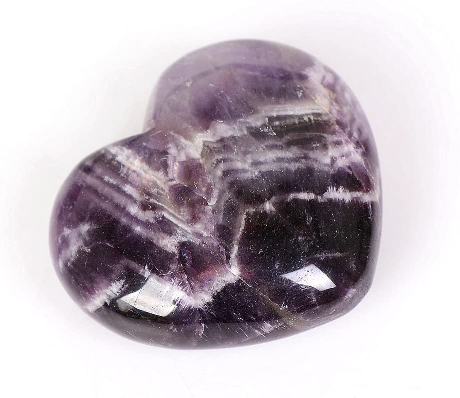 Natural Quartz Heart Amethyst Quartz Healing Gemstone Love Carved Polished Carved Palm Worry Stone Reiki Balancing