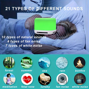 Portable Teal Sleep Sound Machine 1pc - 24 Soothing Sounds, 7-Color Night Light, Wireless, Timer, Battery Operated - Ideal for Adults, Youngsters, Home, Travel, Office
