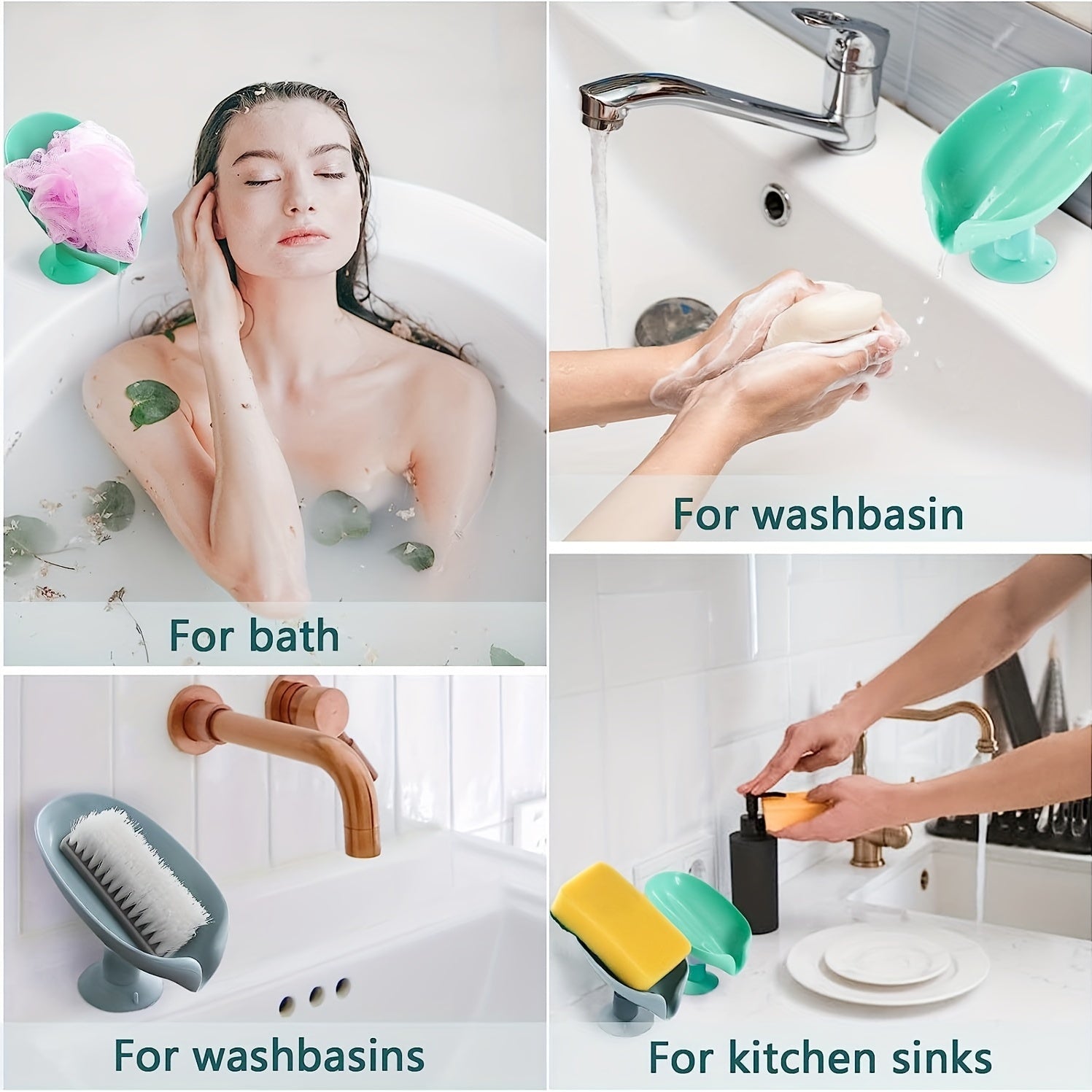 1/2pcs Leaf Shaped Soap Dish, No Punch Vertical Suction Cup Waterless Soap Holder, Laundry Soap Dish