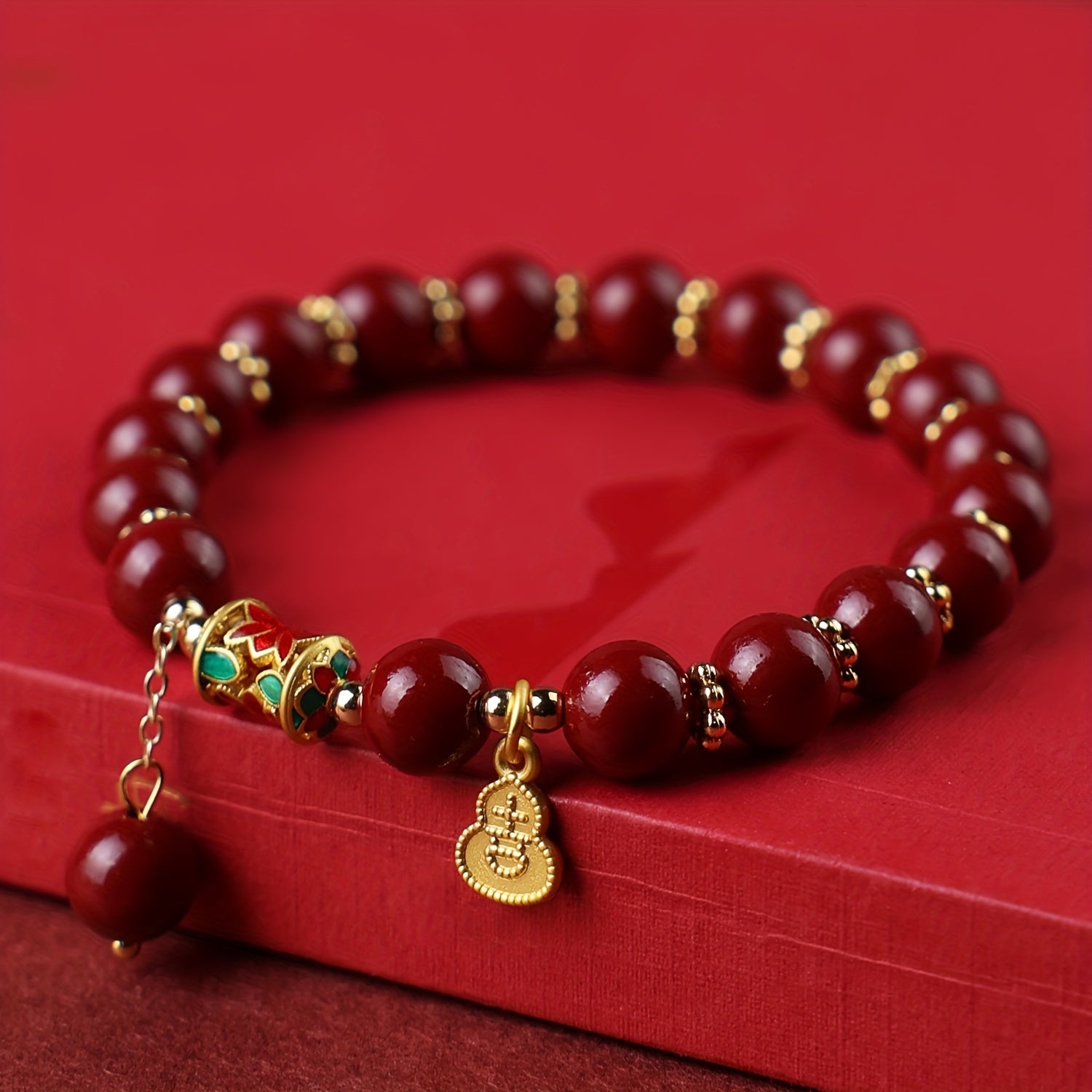 1pc Cinnabar Bracelet, Auspicious Gourd Pendant Bracelet, Best Gift For Men And Women, Ideal Choice For Gift