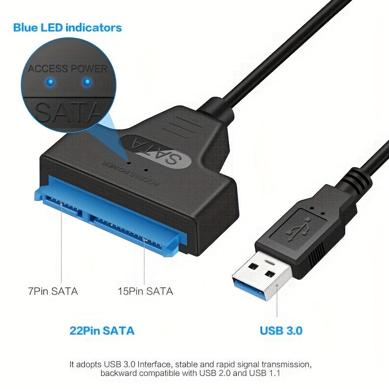 SATA To USB Cable, USB 3.0 To SATA III Hard Driver Adapter Compatible For 2.5 Inch HDD And SSD